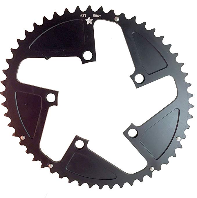 USAmade OVAL SHARKTOOTH 110BCD 5-Bolt CNC Machined Alloy Black Road Chainring Increased Power Output NEW