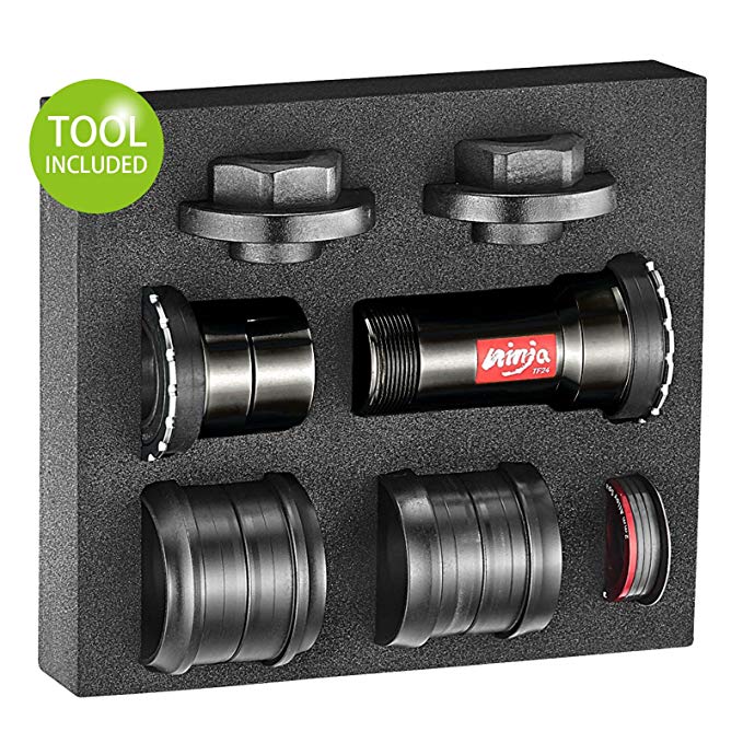 Token 2019 Threaded-Press Fit Bottom Bracket for BB86/BB92/BB30/PF30 Frame to Shimano 24mm Crank for MTB/Road Bike, Ninja 5in1 BB (Including Tools)