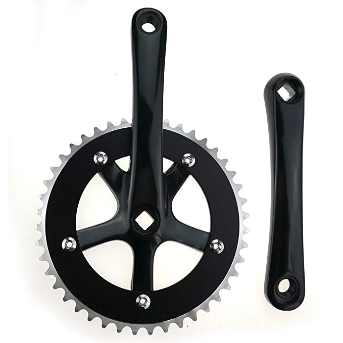 FOMTOR Fixie Crankset 44T/48T 130mm BCD Single Speed Fixed Gear Track Bicycle Crankset Fixie Crank Set 170mm Crank Arms